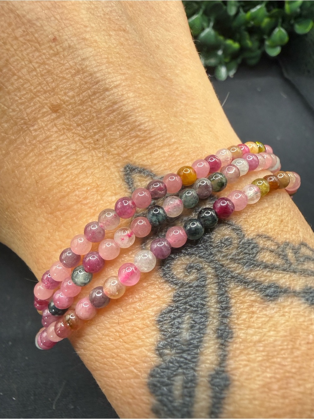 Tourmaline 3mm Beaded Necklace or Wrap Bracelet - Picture 2 of 4